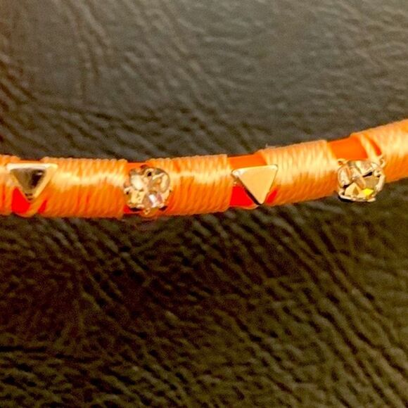 Rebecca Minkoff Handmade Orange & Pink Crystal Cord Choker Necklace Neon - Picture 7 of 8